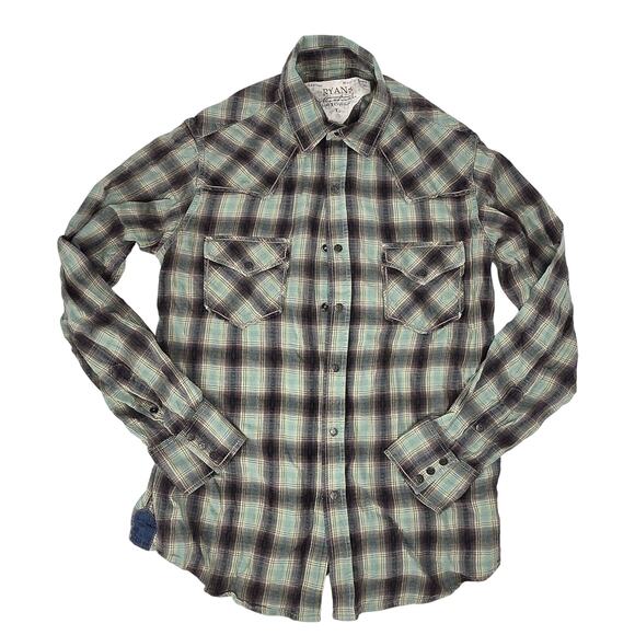 Ryan Michael Snap Button Plaid 100% Cotton Western Shirt Mens Large Granpacore - Picture 1 of 7